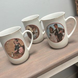 CW COLLECTION - Special Edition Norman Rockwell 1982 Japan Cups Set x 3pcs